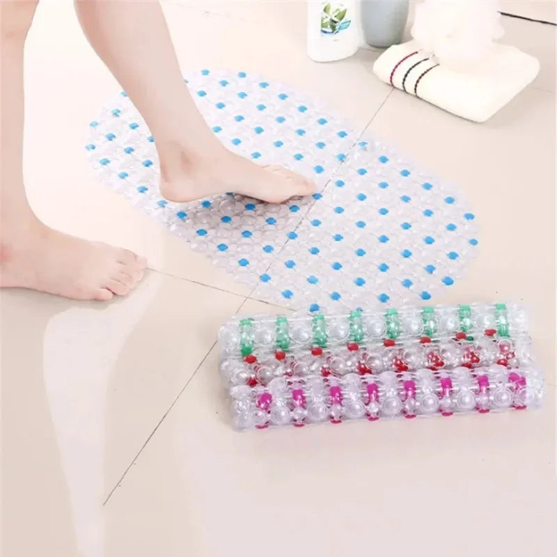 tapis bain antidérapant transparent points colorés adhésifs moderne minimaliste enfants salle bains