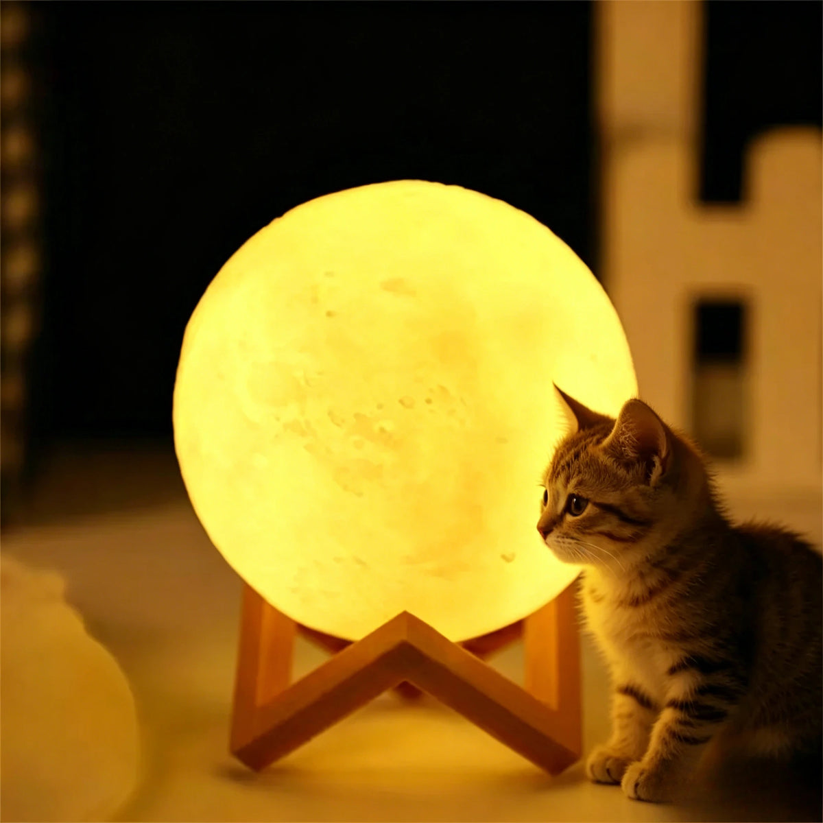 lampe table diy peinture texture lunaire blanc moderne veilleuse enfant décoration maison support bois