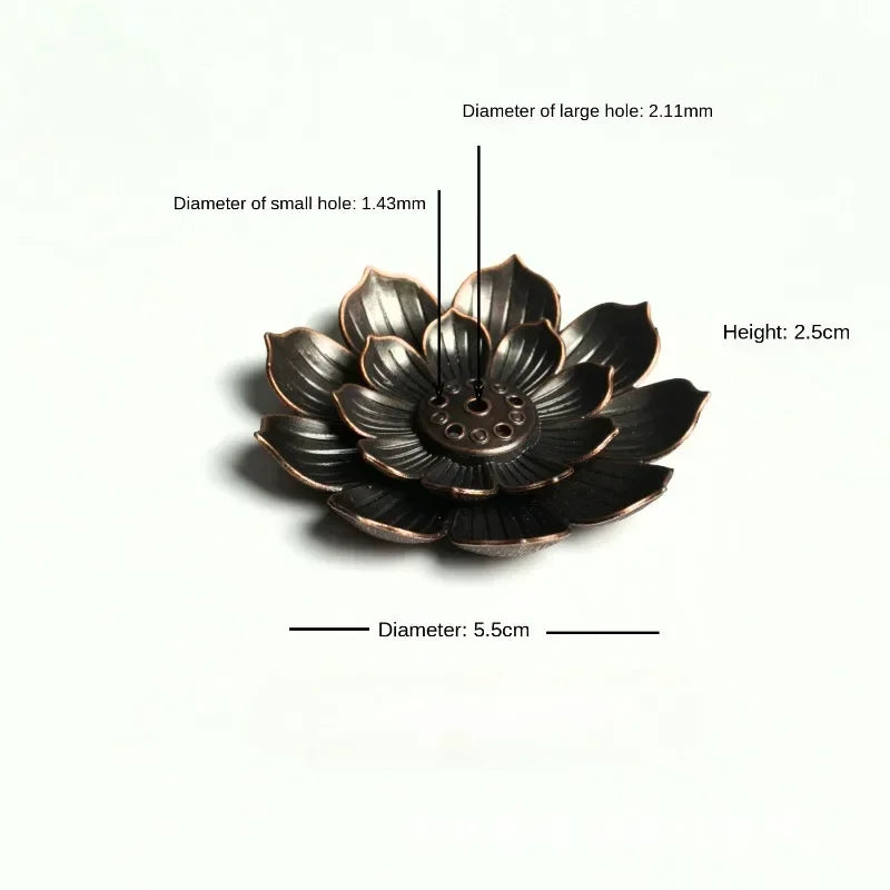 support encens fleur or artisanal incense burner cuivre décoration maison yoga