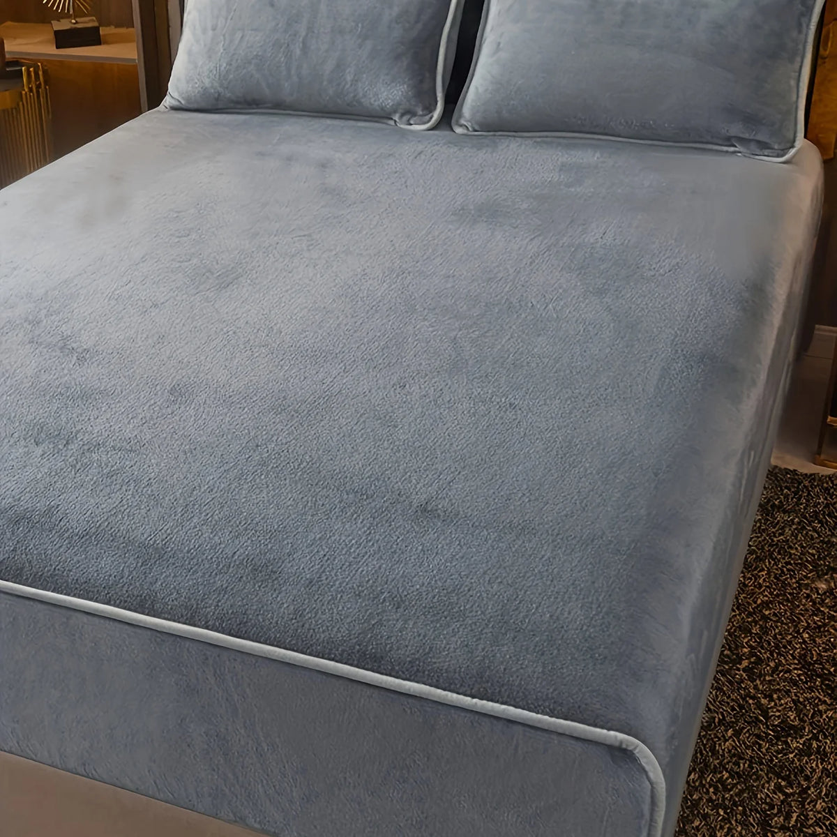 housse lit gris clair velours solide moderne adhésif oreillers 90cm 200cm polyester