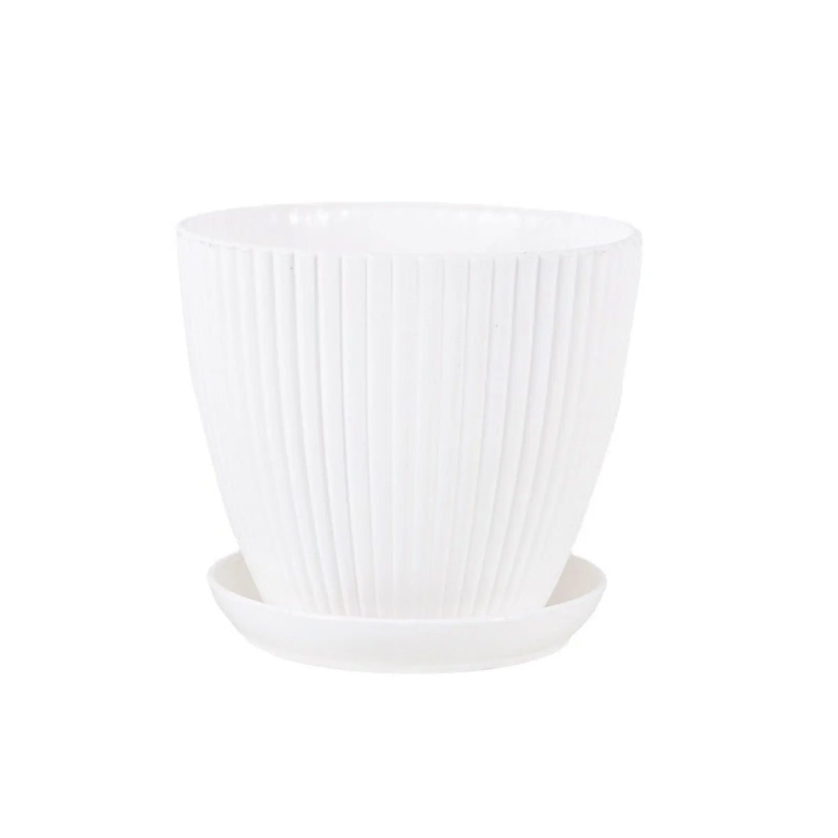 pots fleurs résine moderne vert clair vert foncé blanc rayures verticales plateau intérieur extérieur