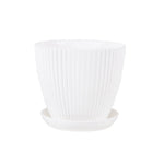 pots fleurs résine moderne vert clair vert foncé blanc rayures verticales plateau intérieur extérieur