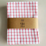 serviettes cuisine coton noir blanc rouge carreaux rayures classiques minimaliste rustic table nettoyage