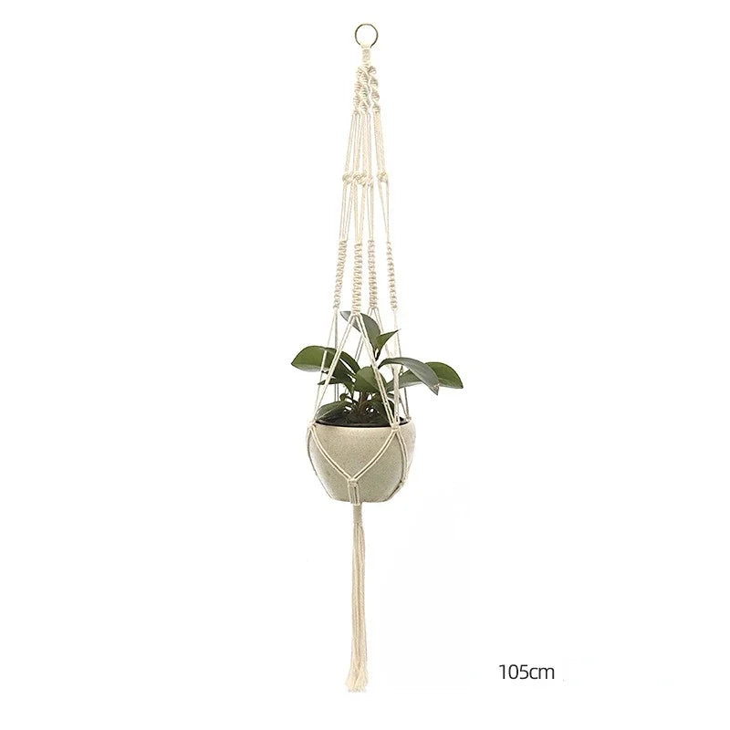 support plante suspendue macramé blanc cassé boho pot fleurs décoration balcon intérieur jardin
