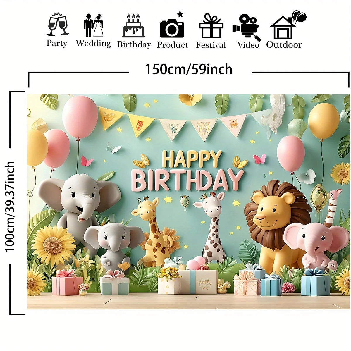 Fond jungle XXL pour anniversaire