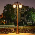 Lampadaire led extérieur moderne or noir métallique classique vintage ip65 2têtes 250cm