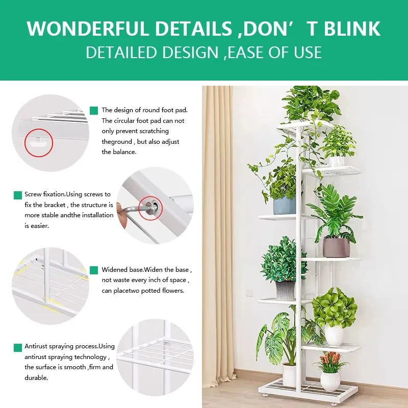 étagère plantes niveaux métal vis fixation moderne minimaliste balcon jardinDecoration