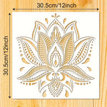 Stencil artisanal fleurs stylisées motifs géométriques couleurs vives décoration murale tissu bois