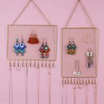 porte bijoux mural or maille fine moderne fixé chaîne boucles d'oreilles bracelets colliers