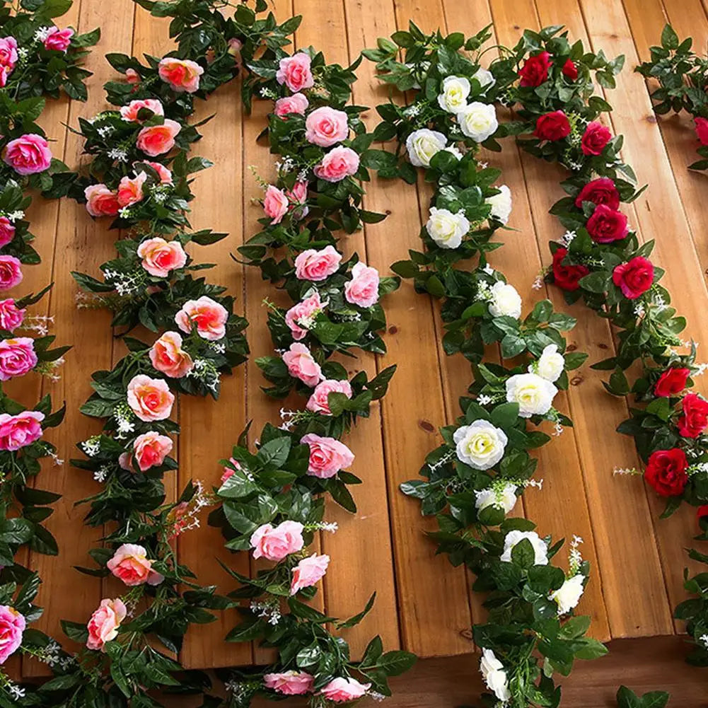 guirlande fleurs artificielles roses mixtes couleurs decoration intérieure romantique maison événements