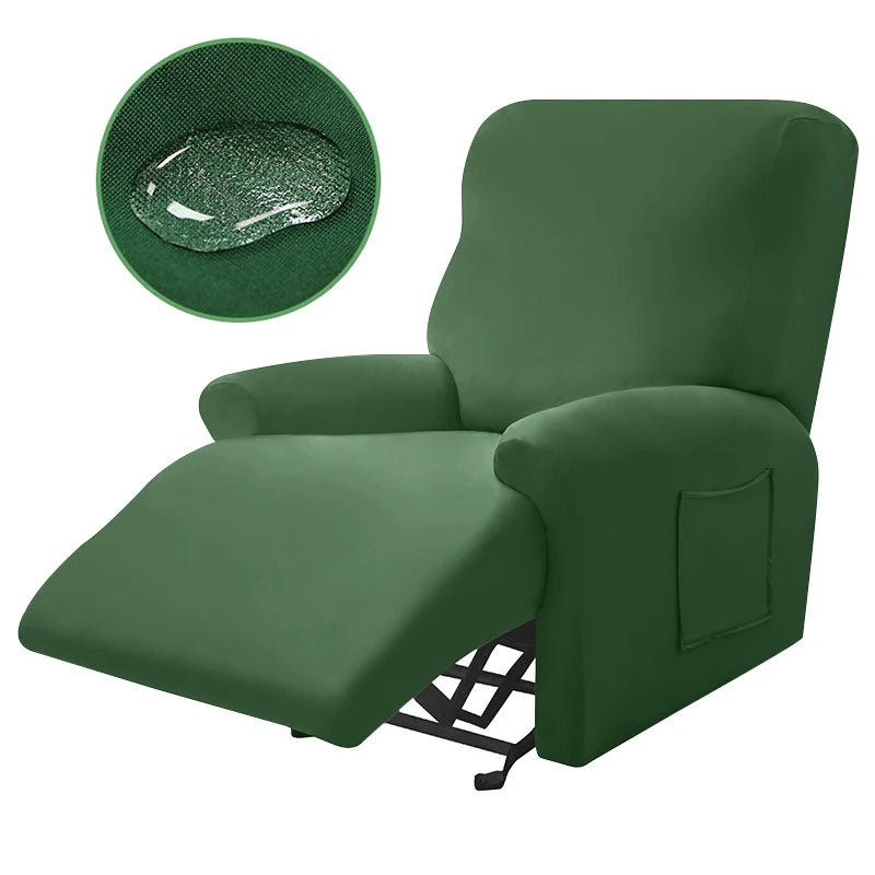 Housse fauteuil inclinable gris clair uni moderne adhésif poche respirante durable confortable hydrofuge lavable