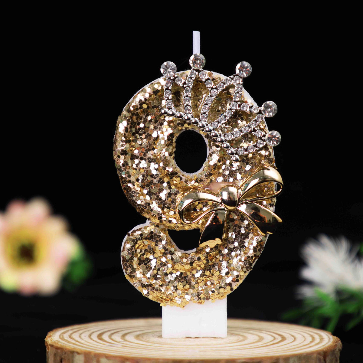 bougies numérotées pailletées dorées argentées anniversaire festives couronnes rubans clips decoration gâteau fête mariage
