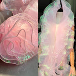 tissu voile semi transparent rose pâle vert iridescent moderne élégant rayures fines dentelle polyester