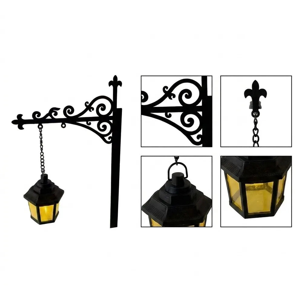lampe suspendue vintage métal noir jaune motifs floraux chaîne art nouveau