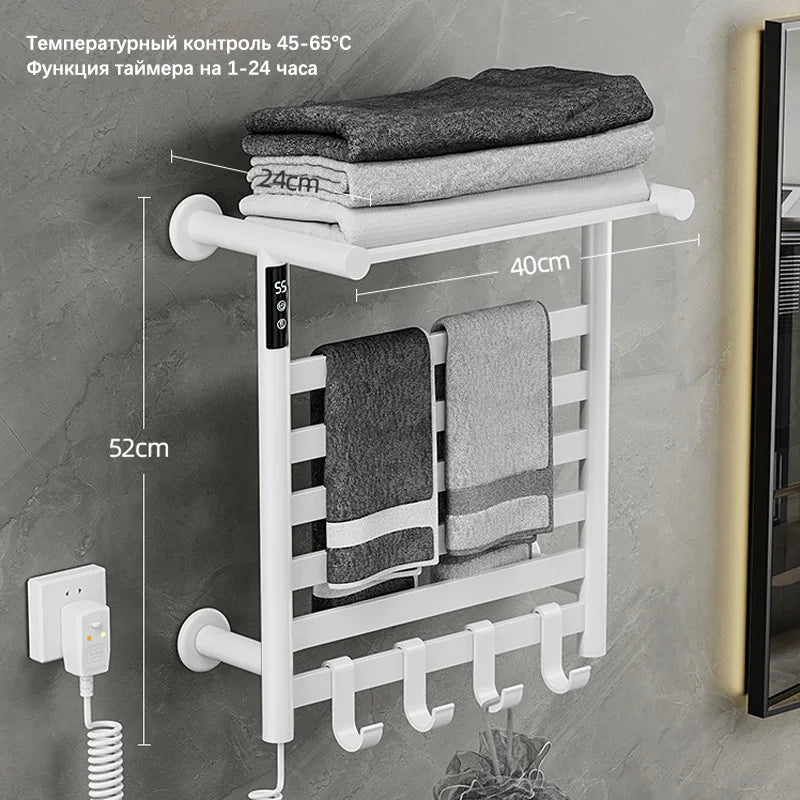 porte serviettes électrique chauffant affichage numérique moderne noir blanc grisécran tactile