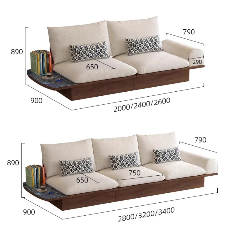 canapé lit moderne bois tissu composite beige marron foncé tissu uni imprimé 2000 2400
