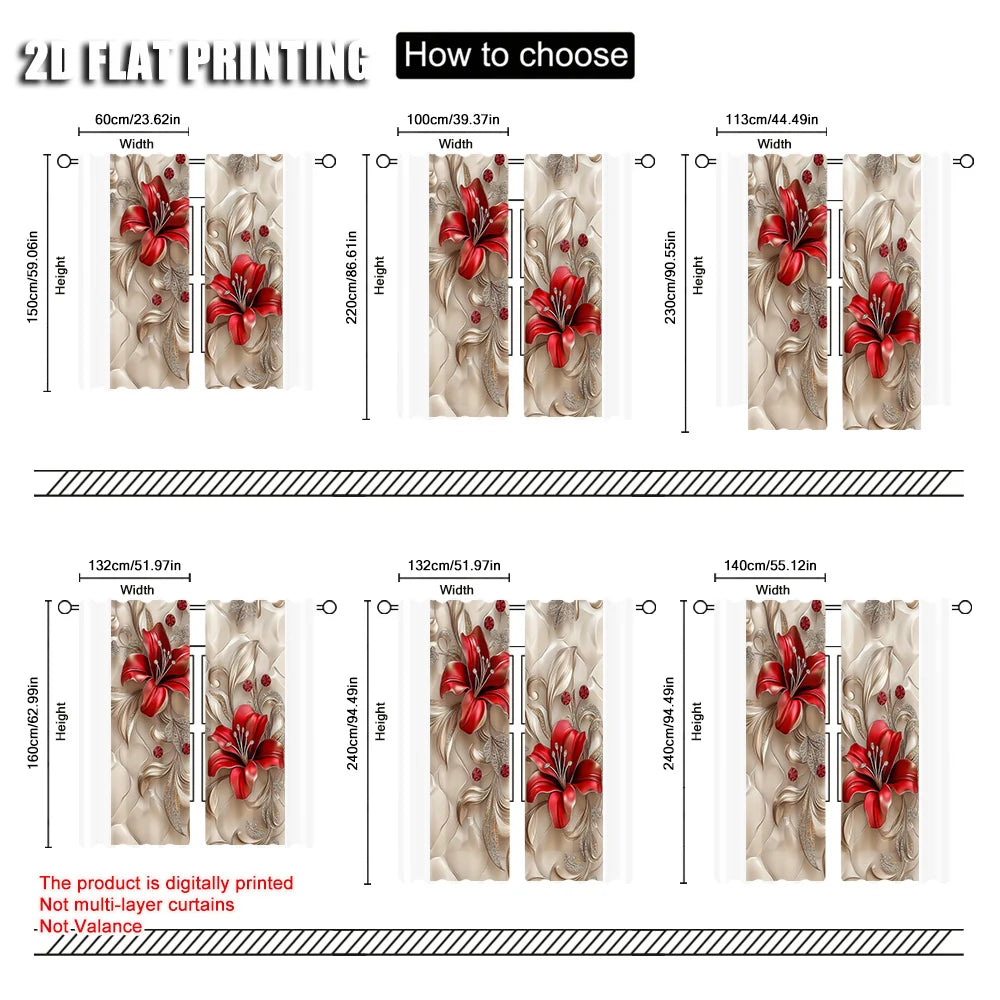 rideau floral moderne fleurs lilas feuilles beige rouge blanc opaques chambre
