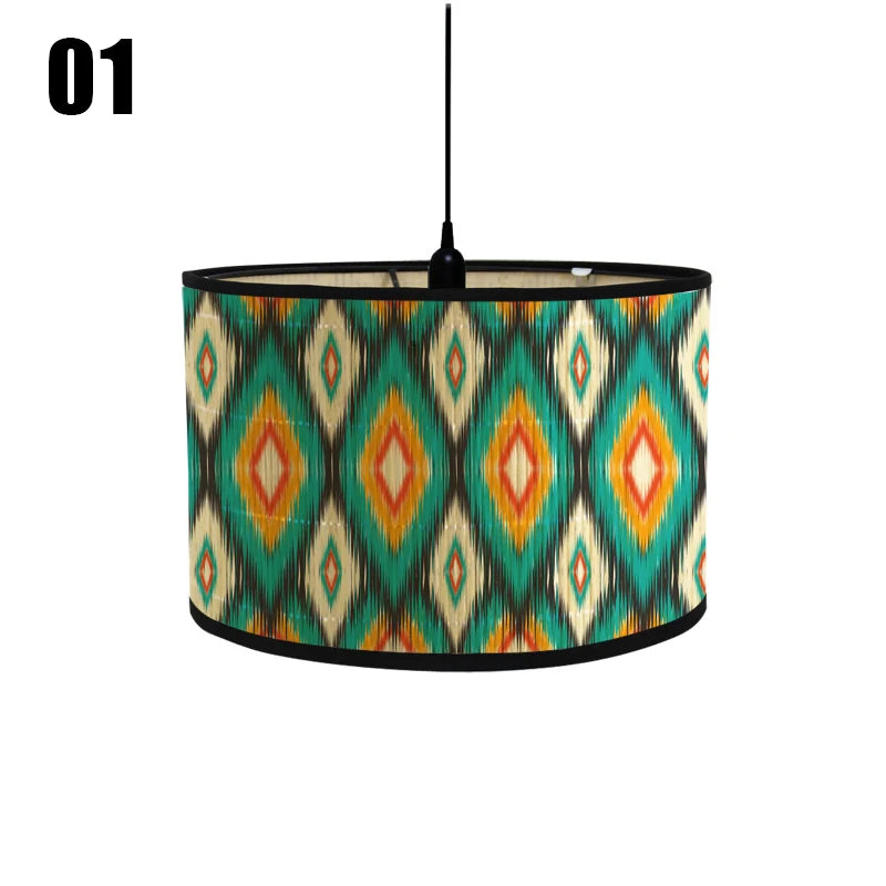 abat jour moderne fleur feuille tissu bambou ethnique floral opacité