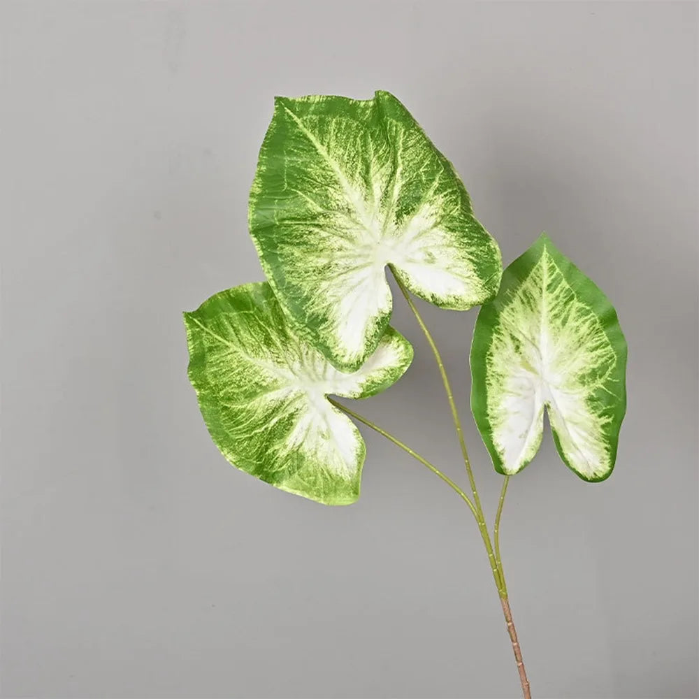 feuilles artificielles vertes veines blanches modernes décoration intérieure vase sans entretien resistant uvSetBranches