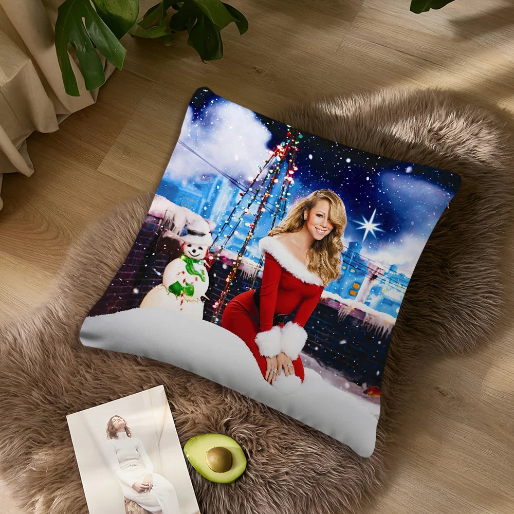 taie d'oreiller mariah carey noel coussin moderne rouge blanc photo décoration intérieure polyester dobby