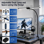 lampe led flexible double tête pince réglable modes couleur niveaux luminosité moderne protection yeux