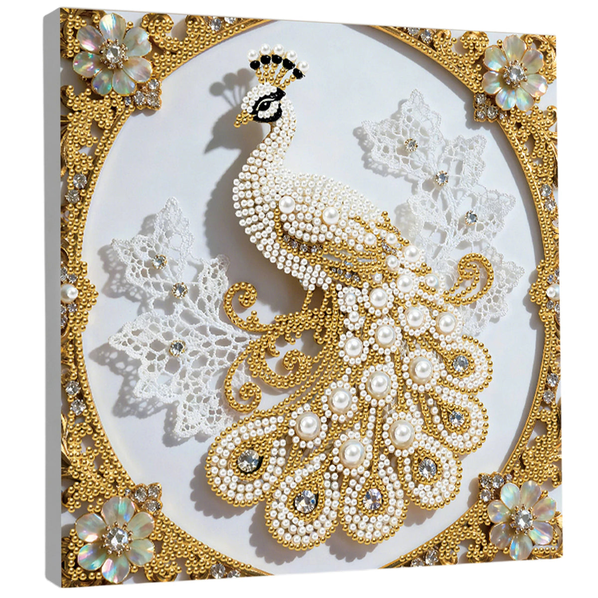 tableau décoratif peinture strass papillons lune étoiles floral contemporain débutant artisanal 25x25cm