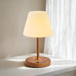 lampe table veilleuse led rechargeable blanc bois moderne abatjour plissé minimaliste base plate câble