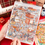 livre stickers 3d scènes miniatures art chinois illustrations détaillées cartes référence feuilles stickers rouges