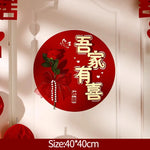 décorations murales mariage chinois double bonheur fleurs papier motifs traditionnels festifs romantiques