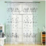 rideaux voilage floral violet rose bleu vert orange décoratif moderne polyester transparent chambre salonhôtel