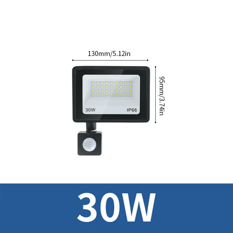projecteur led capteur mouvement 10w 100w ip66 moderne noir aluminiumextérieur