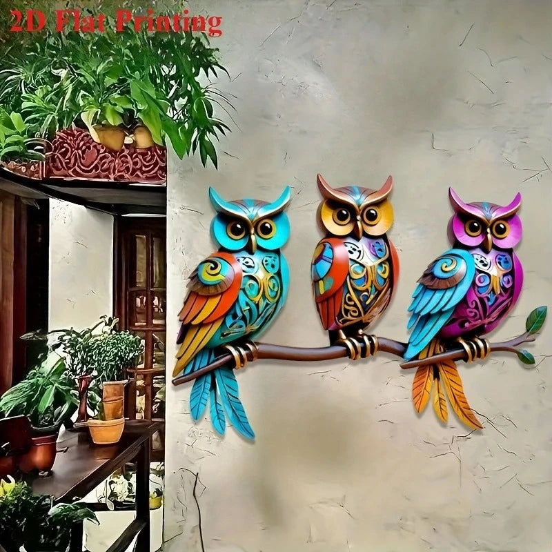 décoration murale sculpture oiseaux motifs floraux bleu vert orange contemporain