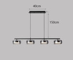 suspension lumineuse moderne noir transparent plafonnier nordique têtes 90cm suspendre inoxydable