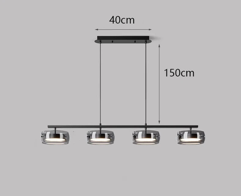 suspension lumineuse moderne noir transparent plafonnier nordique têtes 90cm suspendre inoxydable