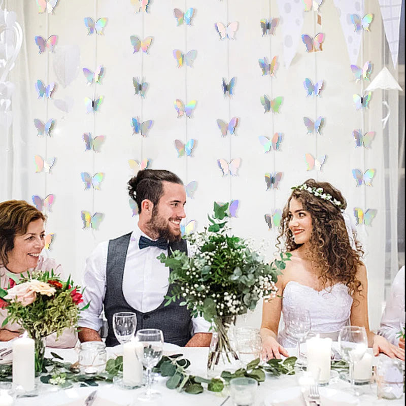guirlande papillons 3d multicolore moderne adhésif mariage anniversaire décoration événement festive