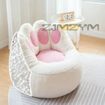 siège enfant fauteuil blanc rose poilu coussin patte coussinet ludique décontracté chambre enfants assis