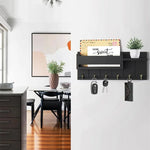 porte clés mural bois texture moderne vis noir sans tracas