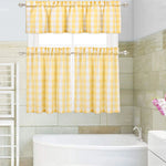 rideau jaune carreaux opacité classique anneaux métalliques fenêtre cuisine moderne polyester