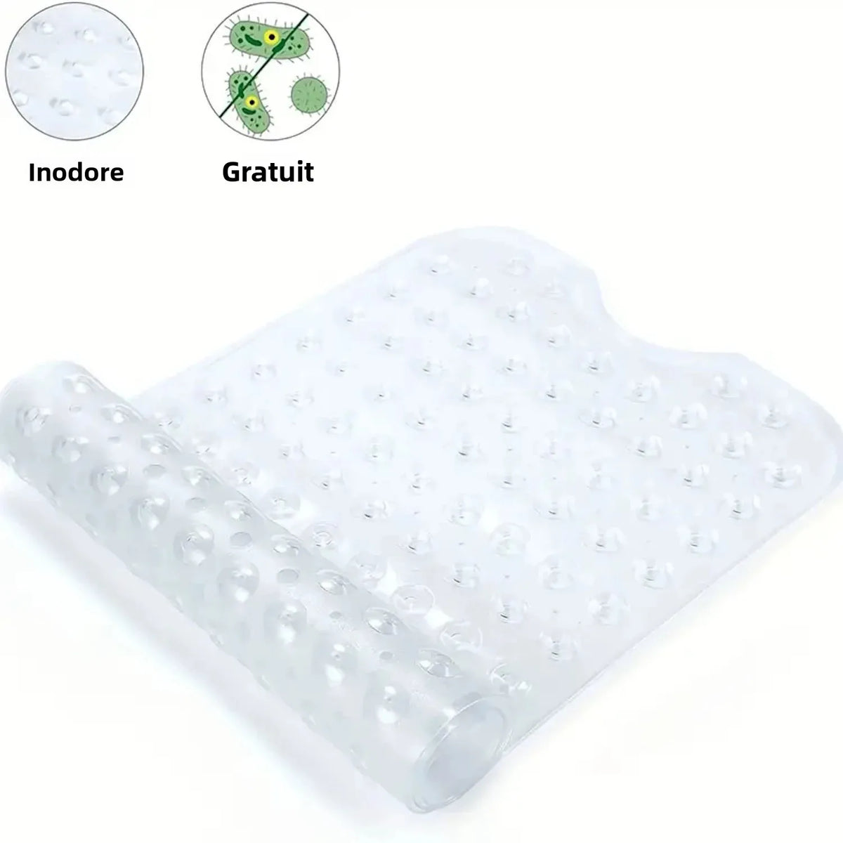 tapis bain moderne transparent perforations ventouses antidérapant doux salle bain