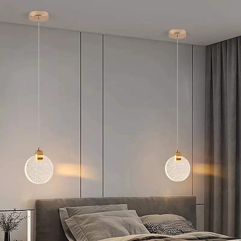 lampe suspendue moderne rose gold blanc texture granulée base câble diffuseur adjustable chambre salon
