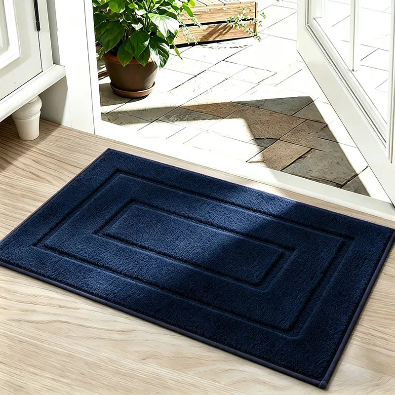 tapis bain antidérapant polyester durable moderne gris clair géométrique absorbant entrée salle bain