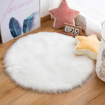tapis rond doux fourrure polyester blanc rose gris moderne chambre 30 50 70 cm