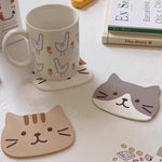 coasters anti dérapants silicone forme chat couleurs gris noir simples cartoon