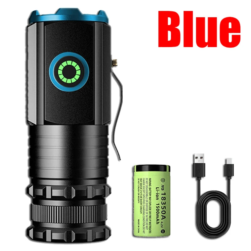 lampe torche noire led 15w rechargeable type ip68 anti choc emergency