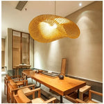 Suspension lumineuse tissée bambou naturel moderne salon chambre d'hôtel