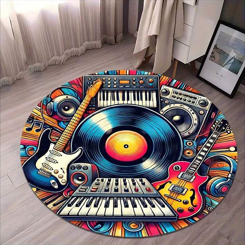 tapis rond moderne labyrinthe noir blanc multicolore 80cm 120cm anti dérapant salon chambre