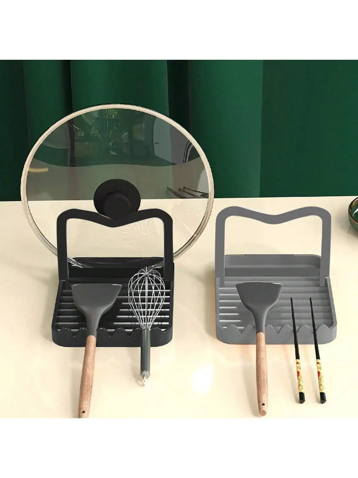 porte couverts adhésifs moderne couverts cuillère spatule marron clair gris noir cuisine anti déversement