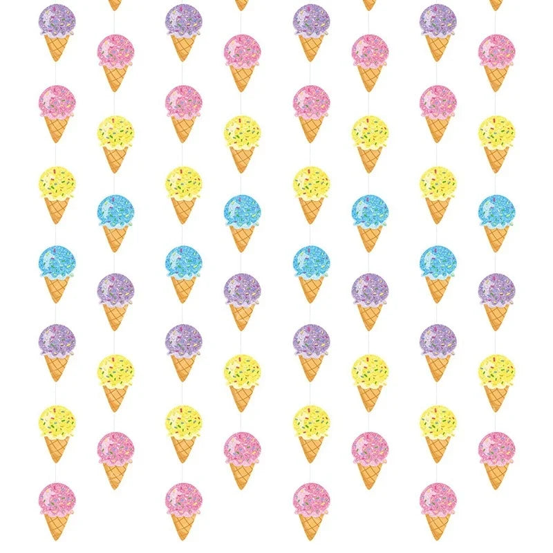 pendentif glace multicolore cône pépites paper enfantin opalescent fil anniversaire décoration festif