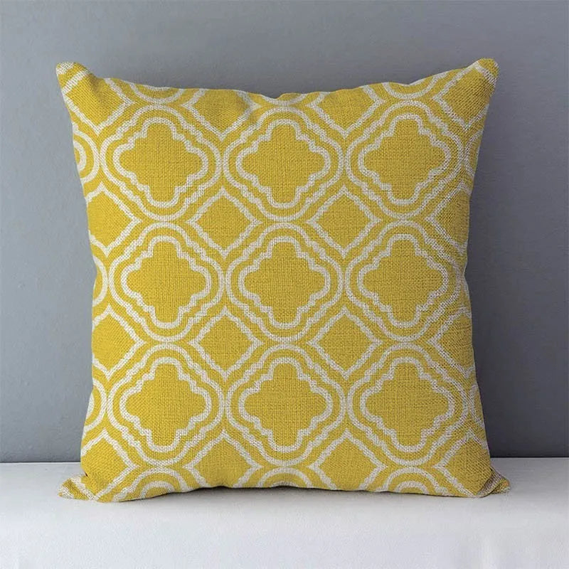 coussins carrés géométriques modernes polyester coton 45x45cm noir blanc bleu vert orange jaune marron