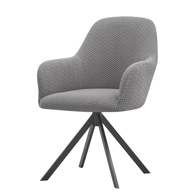 housse fauteuil pivotant jacquard gris moderne élasthanne polyester tringles complète